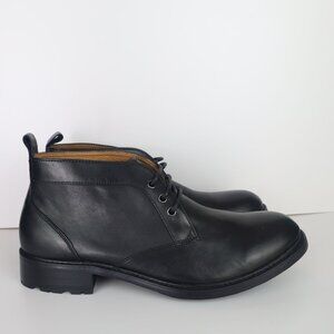 Bloomingdales Men’s Leather 3 Eyelet Chuka Boots Black size 8- 0045